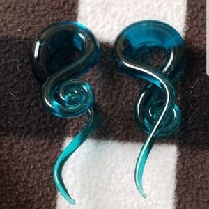 Blue Glass Spiral Gauges